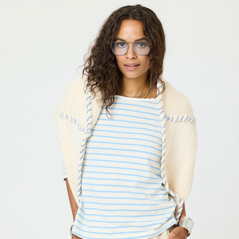 Natural sienna open front cardigan made of 100% cotton slub with heart elbows and embroidered smiley - Cute women's cardigans by Kerri Rosenthal