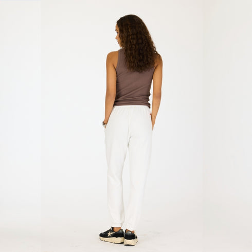 Weekend Cinch Sweatpant 100% cotton french terry with embroidered heart patch detail at the back hip - Cute women's pants by Kerri Rosenthal