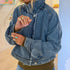 Blue Summer Denim Jacket made of 100% cotton denim with heart elbow patches - Cute women's jackets by Kerri Rosenthal