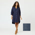 Gigi cotton denim indigo blue midi shirt dress with button closure and embroidered heart in contrast color - Cute womens dresses by Kerri Rosenthal