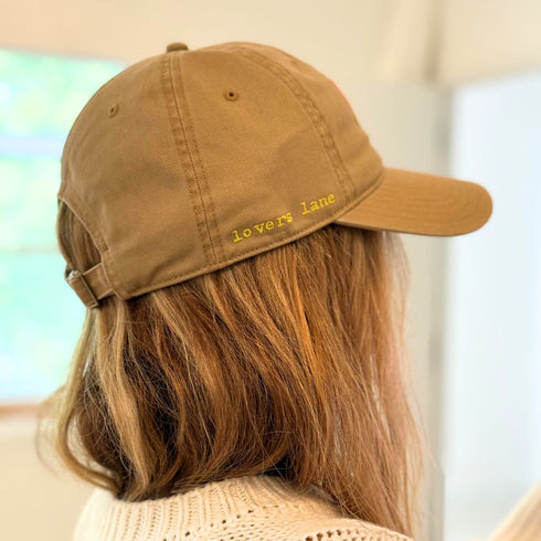 KR Imperfect leather heart camel baseball cap hat in 100% cotton with adjustable strap - Shop women's baseball cap hats by Kerri Rosenthal