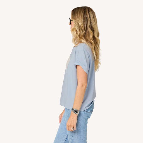 Suke imperfect heart french blue tee in 100% cotton - Cute women's tees by Kerri Rosenthal