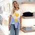 Suke imperfect heart off-white tee in 100% cotton with a yellow heart by Kerri Rosenthal