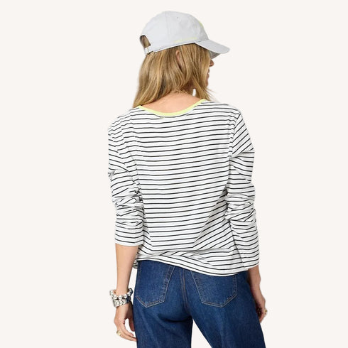 KR long sleeve black and white stripe tee in 100% cotton jersey - Shop women’s cute cotton tees by Kerri Rosenthal