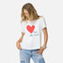 Suke white tee featuring Kerri's Imperfect Heart and 'Fool for Love' artwork in 100% cotton.