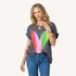 Tommy Happy Heart multicolor tee in 100% cotton with a striped heart graphic print by Kerri Rosenthal