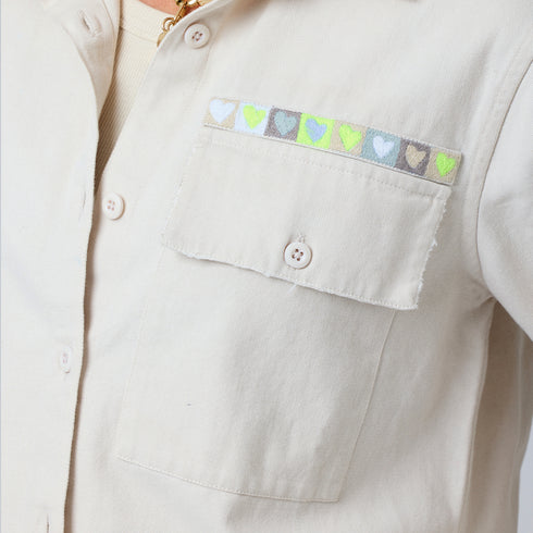 Pia love brigade button-front off white shirt in 100% cotton twill - Shop women's button-up cotton shirts by Kerri Rosenthal