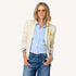 Tia love rises cropped button-down blue shirt in 100% cotton poplin with workday cream blazer jacket by Kerri Rosenthal