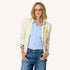 Tia love rises cropped button-down blue shirt in 100% cotton poplin with workday cream blazer jacket by Kerri Rosenthal