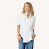 Mia ruffle button-down white shirt in 100% cotton with a tiny heart - Shop women's button-up shirts by Kerri Rosenthal