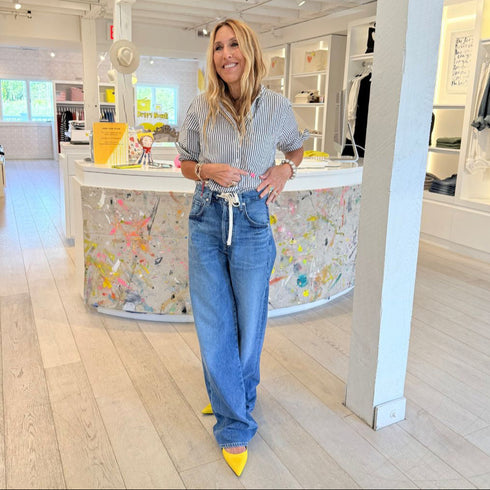 Mia button-front black and white stripe shirt in 100% cotton - Shop women’s cute button up shirts by Kerri Rosenthal