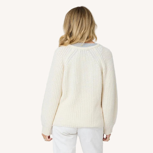Ricki Imperfect Heart cream sweater in 100% ribbed cashmere - Cute women's sweaters by Kerri Rosenthal