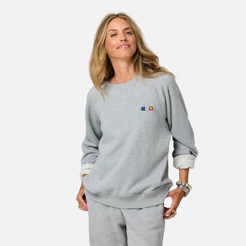 Benton Love Brigade grey sweatshirt in 100% cotton french terry with relaxed fit - Shop women’s cute sweatshirts by Kerri Rosenthal