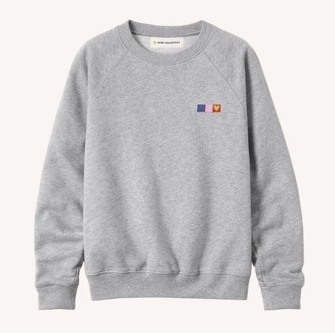 Benton Love Brigade grey sweatshirt in 100% cotton french terry with relaxed fit - Shop women’s cute sweatshirts by Kerri Rosenthal