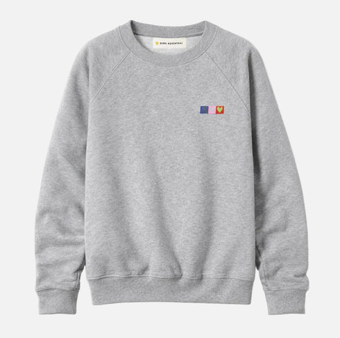 Benton Love Brigade grey sweatshirt in 100% cotton french terry with relaxed fit - Shop women’s cute sweatshirts by Kerri Rosenthal