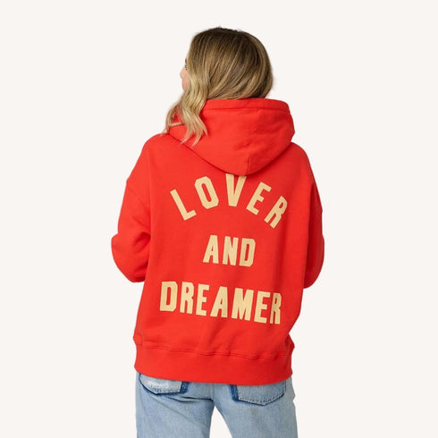 Red boyfriend Love Guard hoodie sweatshirt in 100% cotton fleece with relaxed fit - Shop cute hoodies and sweatshirts by Kerri Rosenthal