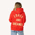 Red boyfriend Love Guard hoodie sweatshirt in 100% cotton fleece with relaxed fit - Shop cute hoodies and sweatshirts by Kerri Rosenthal