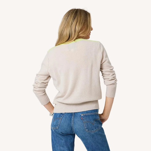 Whisper imperfect heart cashmere beige sweater with contrast neckline - Shop women's sweaters by Kerri Rosenthal