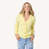 Pretty little button-front yellow cardi in 100% cashmere with V-neck and tonal heart elbows - Shop women's cute cardigans by Kerri Rosenthal