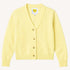 Pretty little button-front yellow cardi in 100% cashmere with V-neck and tonal heart elbows - Shop women's cute cardigans by Kerri Rosenthal