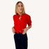 Red puff short-sleeve button-front cashmere cardigan - Shop women's cute cropped cardigans by Kerri Rosenthal