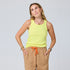Weekend Barb camel sweatpants in 100% cotton fleece with yellow tank top - Shop women's sweatpants and tank tops by Kerri Rosenthal