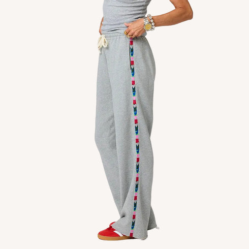 Weekend Love Brigade grey sweatpant in 100% cotton fleece - Shop cute women’s sweatpants by Kerri Rosenthal