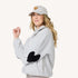 The quarter zip coze magoze light grey teddy pullover with black heart elbow patches, side pockets - Shop women's jackets by Kerri Rosenthal