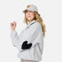 The quarter zip coze magoze light grey teddy pullover with black heart elbow patches, side pockets - Shop women's jackets by Kerri Rosenthal