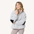 The quarter zip coze magoze light grey teddy pullover with heart elbow patches- Shop women's jackets by Kerri Rosenthal