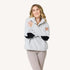 The quarter zip coze magoze light grey teddy pullover with black heart elbow patches- Shop women's jackets by Kerri Rosenthal