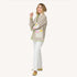 Barn beige blazer jacket in cotton blend with elbow patches and Kerri's paint-splat artwork - Cute blazers by Kerri Rosenthal