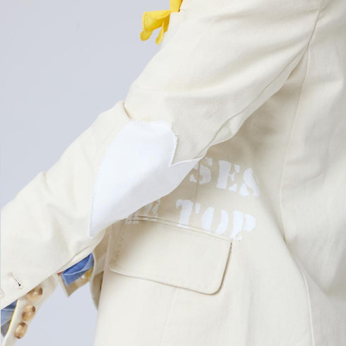 Workday Love Rises single-breasted beige blazer in cotton blend heart elbow patches - Shop women's cute blazers by Kerri Rosenthal