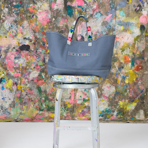 Love All Over french blue tote Bag is made from 100% cotton canvas - Shop cute tote bags by Kerri Rosenthal
