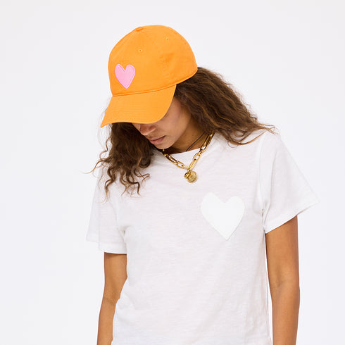 KR pink baseball cap with heart in cotton with adjustable strap - Shop women's cute baseball cap hats by Kerri Rosenthal