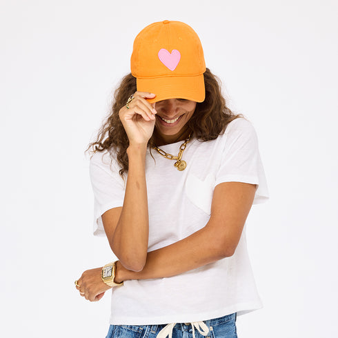KR palm pink heart baseball caps hat in cotton with adjustable strap - Shop cute baseball cap hats by Kerri Rosenthal