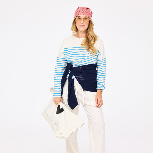 Artist long sleeve blue and white striped shirt in 100% cotton - Shop cute womens striped tee by Kerri Rosenthal