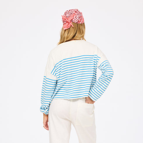 Artist long sleeve blue and white striped tee in 100% cotton - Shop women's cute cotton tees by Kerri Rosenthal.