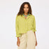 Tia faded stripe lime green shirt in cotton with cropped button-down - Shop women's cotton shirts by Kerri Rosenthal