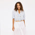 Rosen light blue ruffle front blouse in 100% cotton - Shop women's cute ruffled blouses by Kerri Rosenthal
