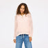Catch open stitch light pink sweater in 100% cotton with heart elbows - Shop women's cute sweaters by Kerri Rosenthal