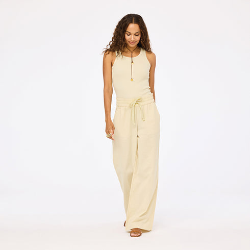 KR beige cute tank top in cotton-blend with palazzo pants - Shop women's cotton tank tops by Kerri Rosenthal
