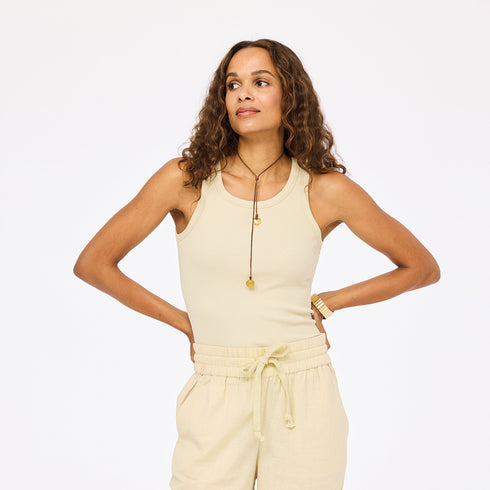 KR beige tank top in cotton-blend with an embroidered heart - Shop women's cute cotton tank tops by Kerri Rosenthal