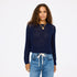Malibu navy blue sweater in 100% cotton with a heart applique - Shop women's navy sweater by Kerri Rosenthal