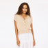 Vestie beige cardigan sweater in 100% cotton with short sleeves - Shop women's cute cardigans by Kerri Rosenthal