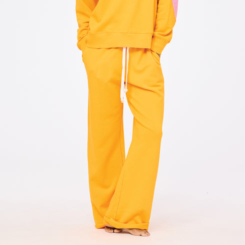 Weekend barb orange sweatpants in cotton with a heart embroidery - Shop women's sweatpants by Kerri Rosenthal