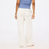 Off white wide leg sweatpants in cotton with heart embroidery - Shop womens cute white sweatpants by Kerri Rosenthal