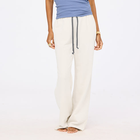 Weekend barb white wide leg sweatpants in 100% cotton - Shop women's cute white sweatpants by Kerri Rosenthal