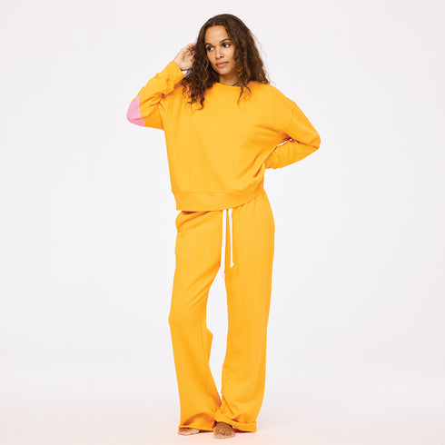 Weekend barb orange sweatpants in 100% cotton with orange sweatshirt - Shop cute sweatpants by Kerri Rosenthal
