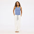 Weekend barb white sweatpants in cotton with blue tank top - Shop cute white sweatpants & tank tops by Kerri Rosenthal